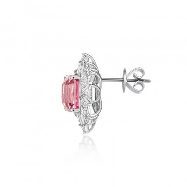 PINK SPINEL AND DIAMOND EARSTUDS